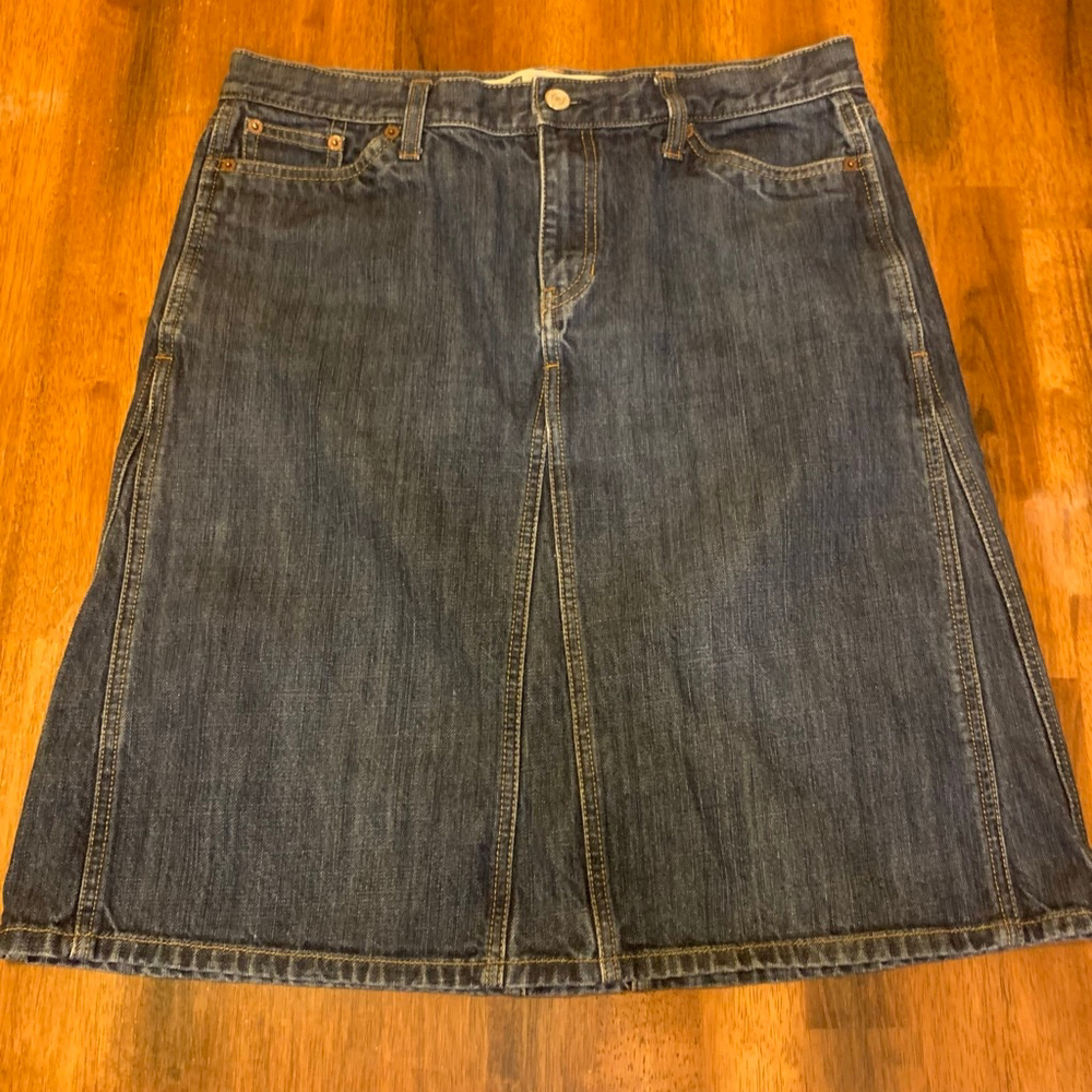 Gap Denim Skirt 10 Blue 100% Cotton Mini Button and Zip